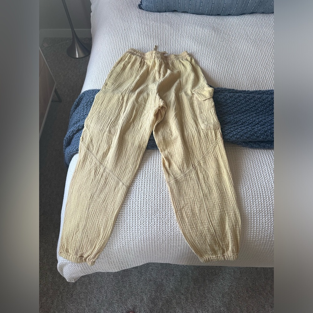 Three Bird Nest Light Yellow Joggers. Small, Perfect Condition